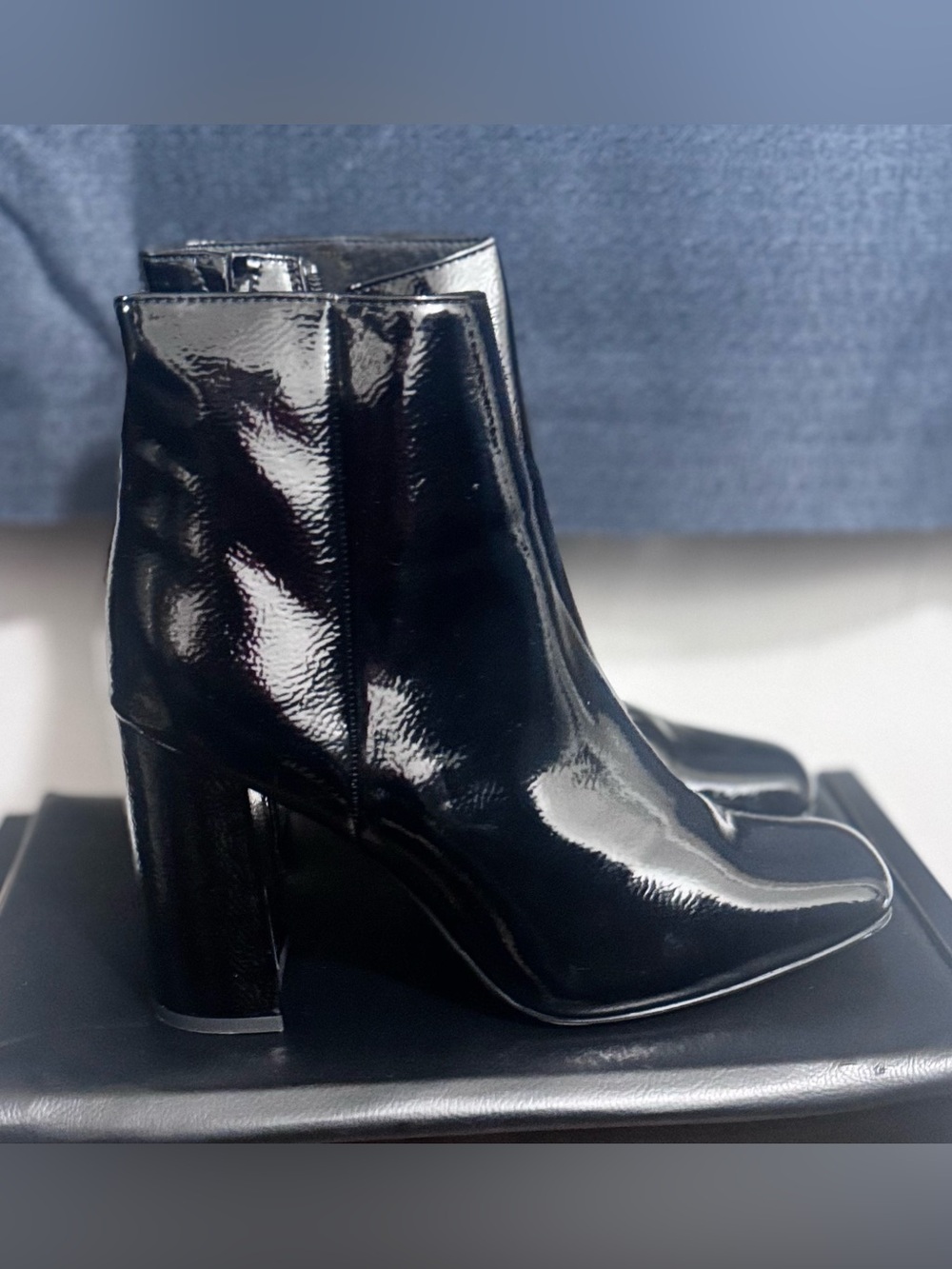 Michael Shannon Black Patent Ankle Booties - Picture 3 of 4